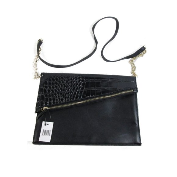 Forever 21 Handbags - Black Faux Leather Crocodile Clutch Crossbody NWT